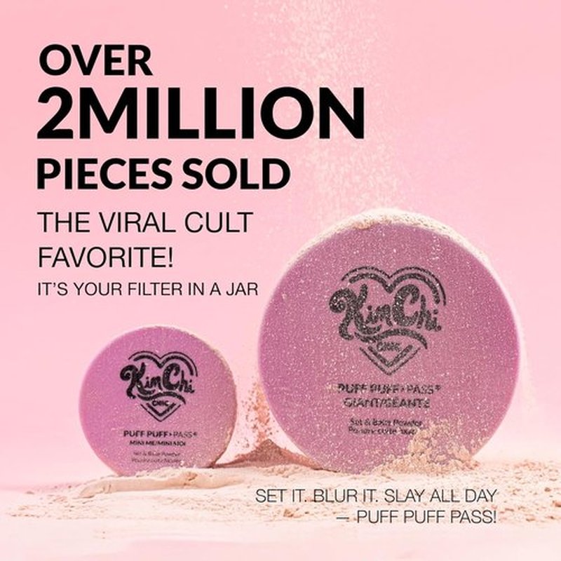 KimChiChic Puff Puff Pass Set & Bake Powder - Extra Fluffy Loose Face Makeup for Uneven Skin Tone, 09 Pink