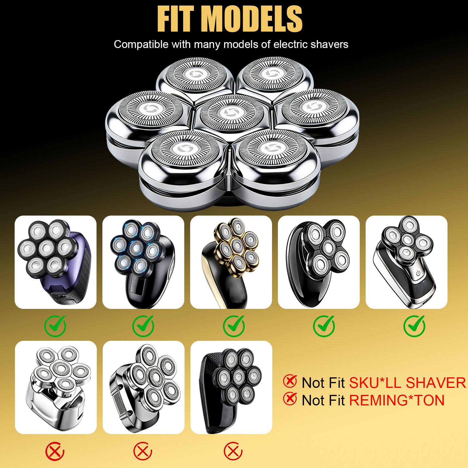 3-Pack 7D Shaver Heads Compatible with Freebird Shavers