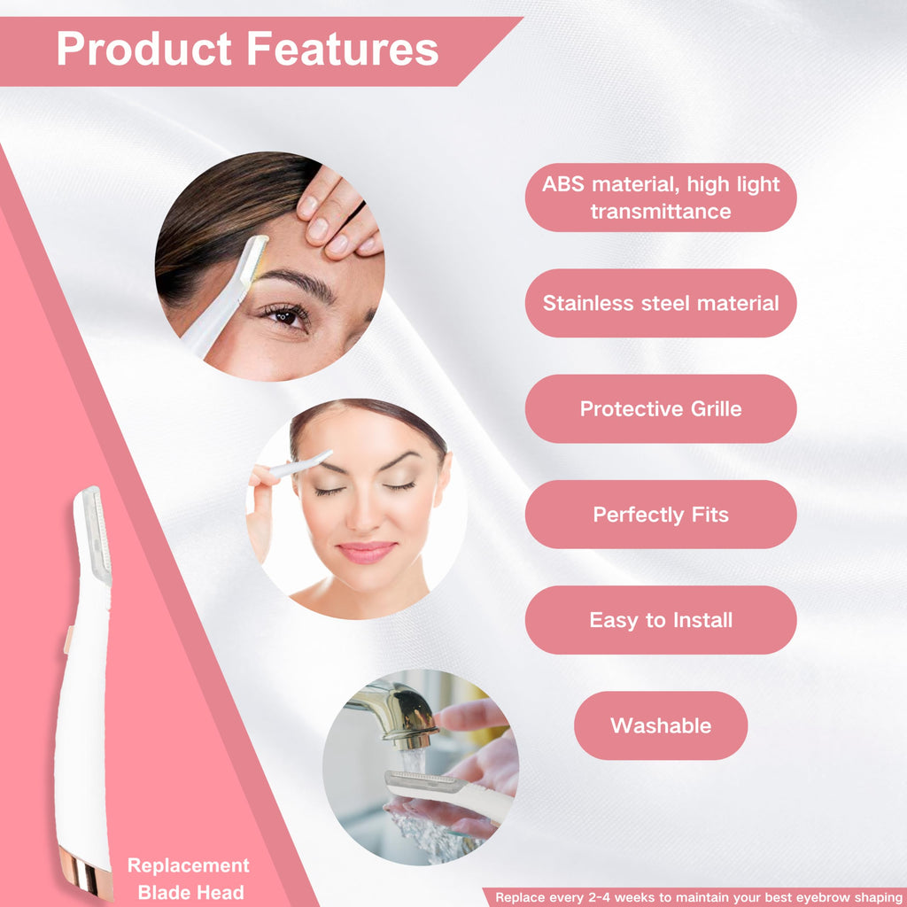 20 Pack Replacement Heads Blades Compatible with Finishing Touch Flawless Dermaplane Glo Lighted Facial Exfoliator, Stainless Steel Heads for Removal Peach Fuzz, Facial and Eyebrow Hair