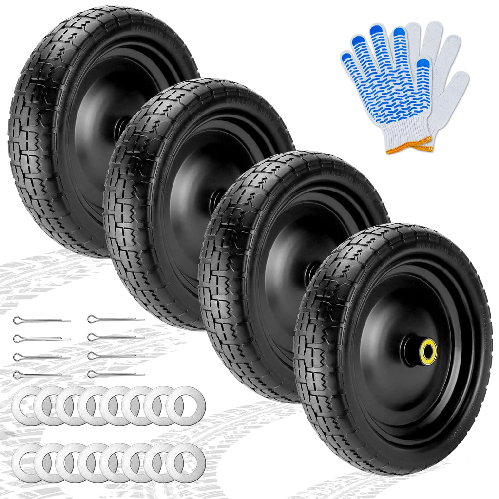 13"Garden Cart Tire Replacement for 13" Flat-Free Tire and Wheel with 5/8" Axle Borehole, 2.1" Offset Hub, 3.15" Wide Tires Used for Wheelbarrow Garden Cart and Trolleys, 4-Pack by Cenipar
