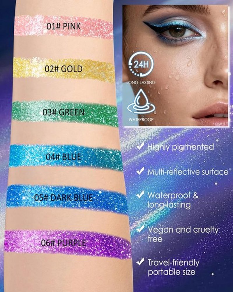 Skiennix Multichrome Gel Eyeliner - Pink Shifting Glitter, Waterproof & Long-Lasting | Holographic Eye Makeup Pen