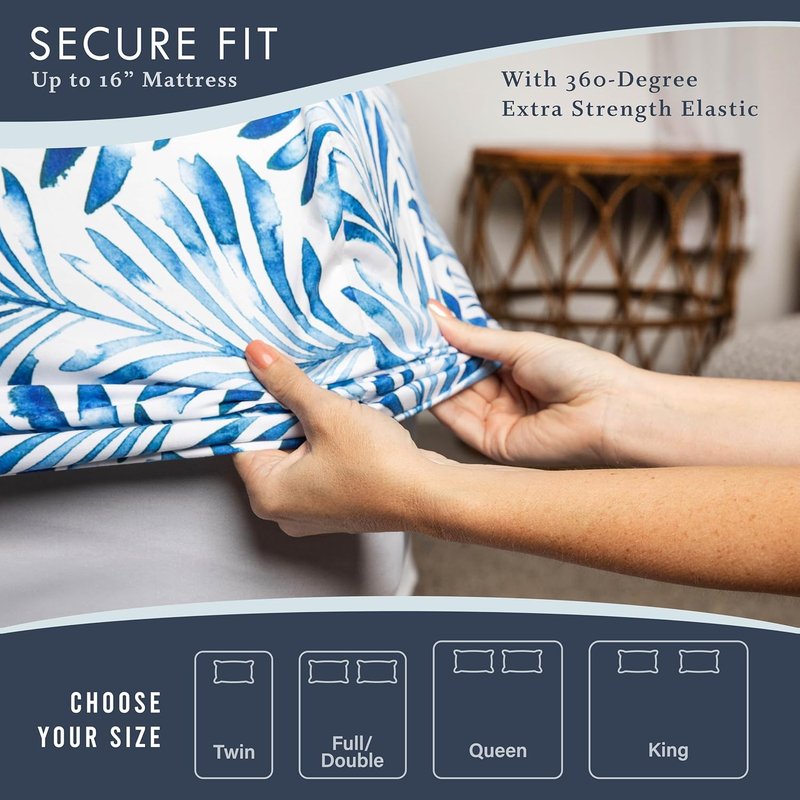 Where The Polka Dots Roam Queen Size Floral Bedsheet Set - Super Soft Tropical Leaves Pattern
