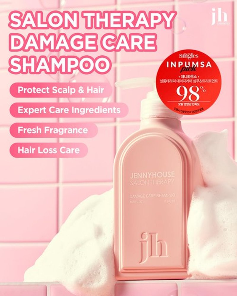 JENNYHOUSE Salon Therapy Damage Care Shampoo - Korean Beauty Hair Strengthening Nourishing with Collagen, Panthenol - Floral Scent - Healthy Scalp & Hair Care, 16.9 fl.oz