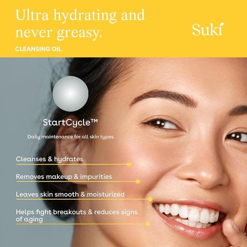 Suki Cleansing Oil - Makeup Remover & Facial Cleanser | Hydrating Formula, 4 Fl Oz