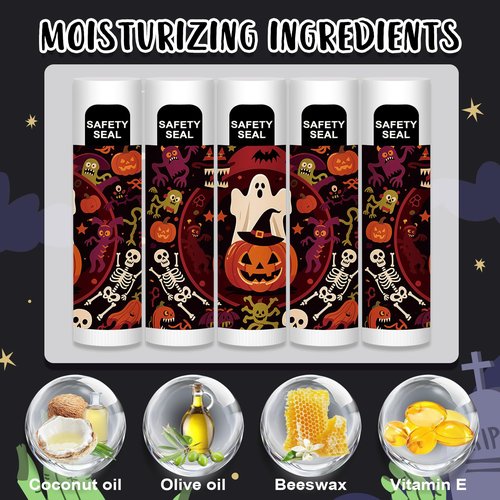 DMSKY Halloween Lip Balm 60 Pcs, Halloween Party Favors Goody Bag Stuffers Fillers for Trick or Treat
