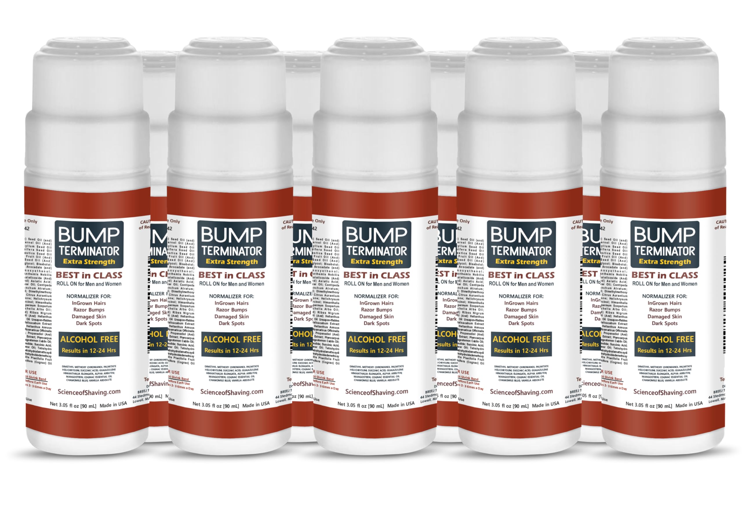 BUMP Terminator Alcohol FREE Anti Razor Bumps, Ingrown Hair, Skin Treatment for Face, Neck, Bikini area, Legs-After Shave & Back Of Head Bumps Remover, Unisex (Roll 3.05 oz Extra Strength)