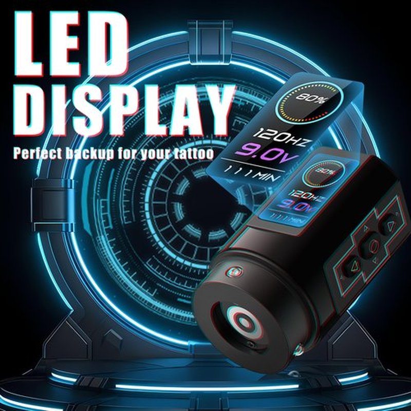 EZ P3 Pro Tattoo Power Supply - 1600mAh Wireless Tattoo Battery Type-C Connector Pack with LED Digital Display for P3 Pro Wireless Tattoo Machine Pen (Black)