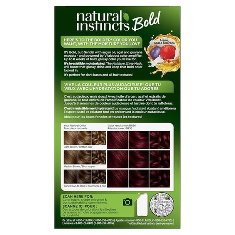 Clairol Natural Instincts Bold Hair Dye - BR36 Deep Burgundy Acai Color | 1 Pack