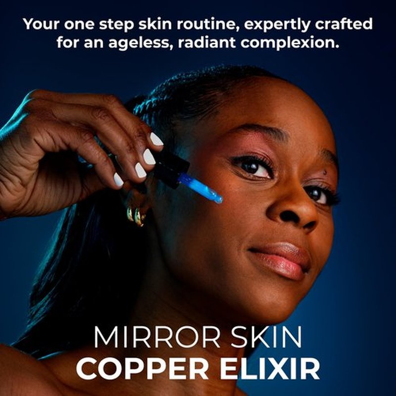 Mirror Skin Copper Elixir - Peptide Serum for Face with 1.25% GHK-Cu Copper Peptides & EGF – Advanced Peptides Serum for Skin Health, Glow Peptide Complex, Hydration, Cellular Renewal Support