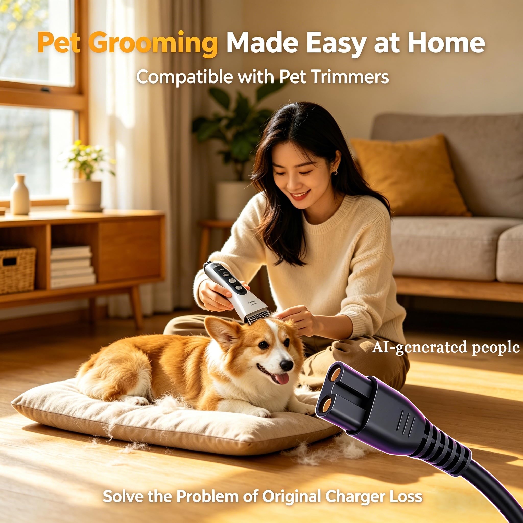 SEEHOM Charger Compatible with oneisall Dog Clippers & SUPRENT Hair Clippers, 5V 1A Power Supply Cat Hair Trimmer, Replacement Fix Lost/Broken Charger Hassles for Travel & Home Grooming