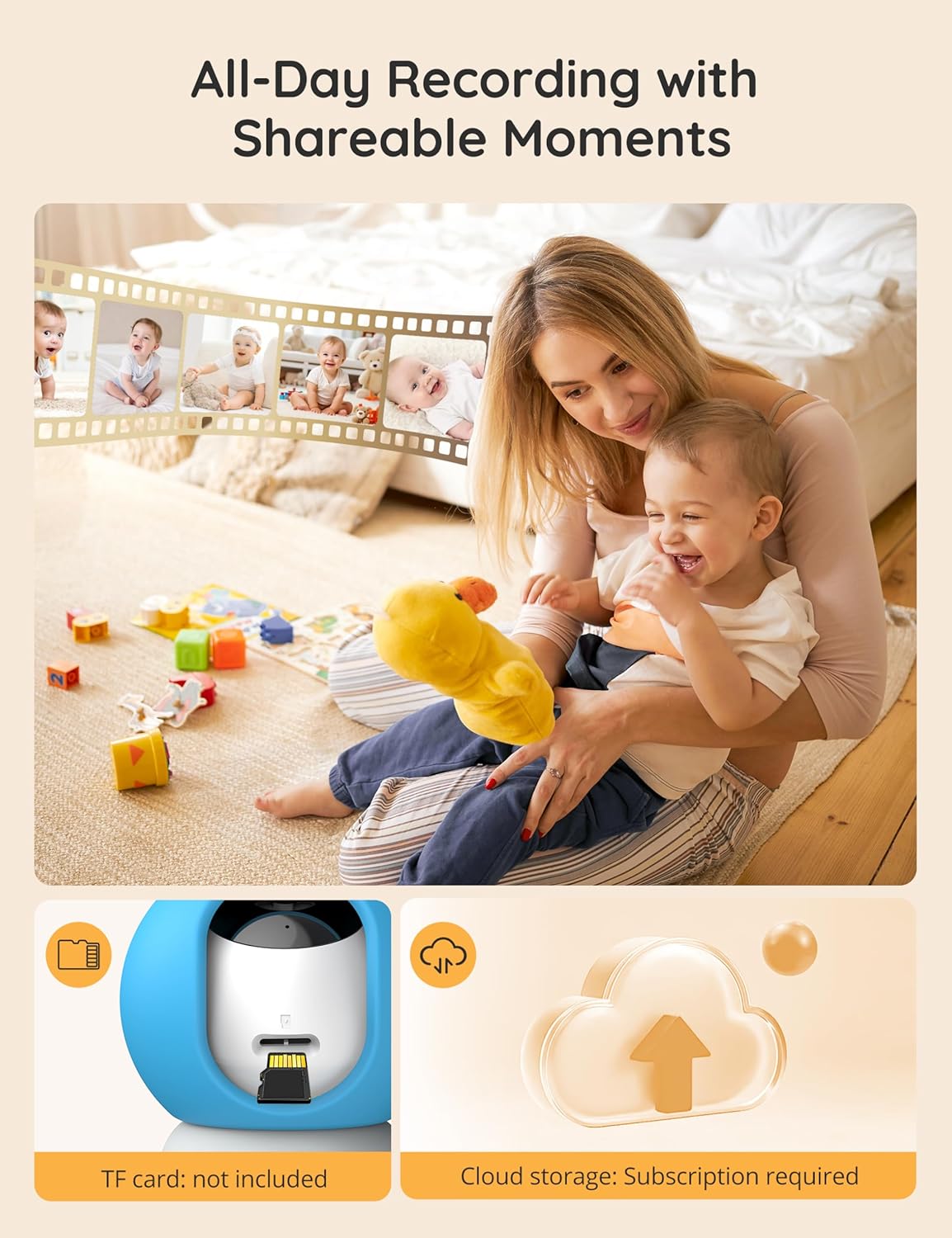 2K Baby Monitor by [Brand Name] - WiFi Camera with 5" Display, App Control & Night Vision