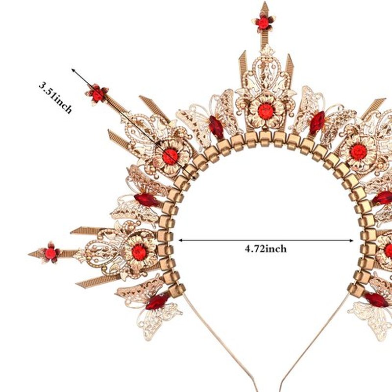 COSUCOS Sunburst Spiked Halo Crown, Zip Tie Hairband, Handmade Sun Goddess Headband, Butterfly Queen Headband, Wedding Renaissance Crown, Birthday Party Photo Shoot Cosplay