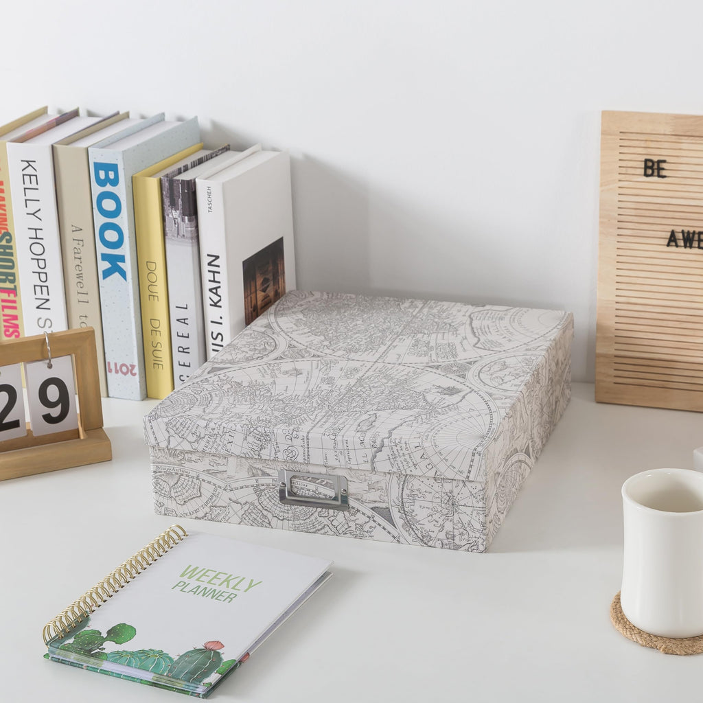 Soul & Lane - Travel Keepsake Storage Box, 14.8x13x3.7 In, Vintage Atlas