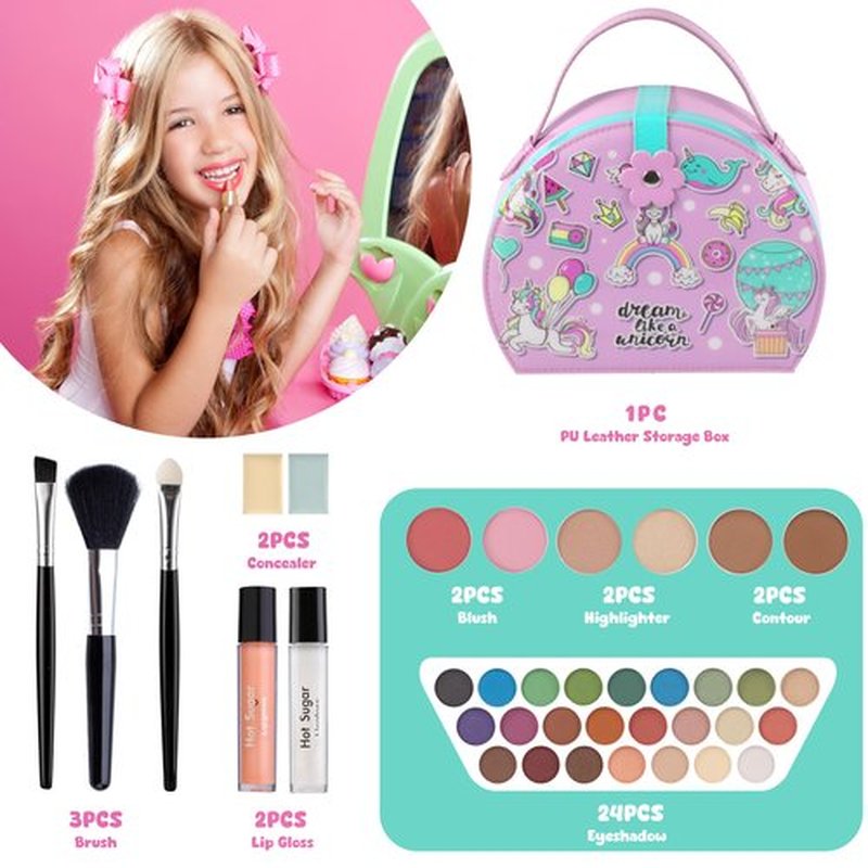 Hot Sugar Girls Makeup Kit, Stylish Cosmetics Gift Set for Birthday Christmas (Pink Unicorn)