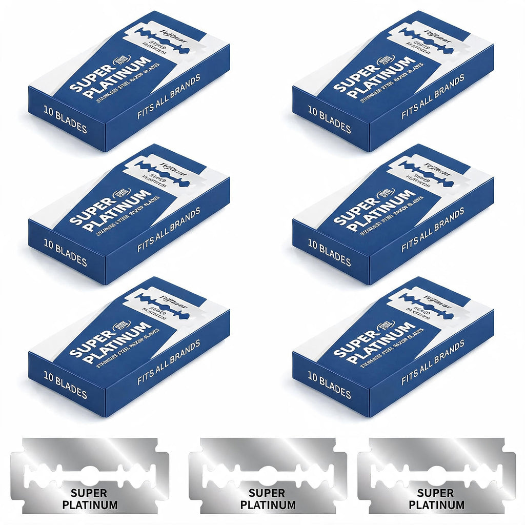 60Pcs Double Edge Safety Razor Blades, Platinum Stainless Steel Straight Razor Blades for Men, Precision Shaving for Smooth, Comfortable Close Shaves, Fits Most Double Edge Razors