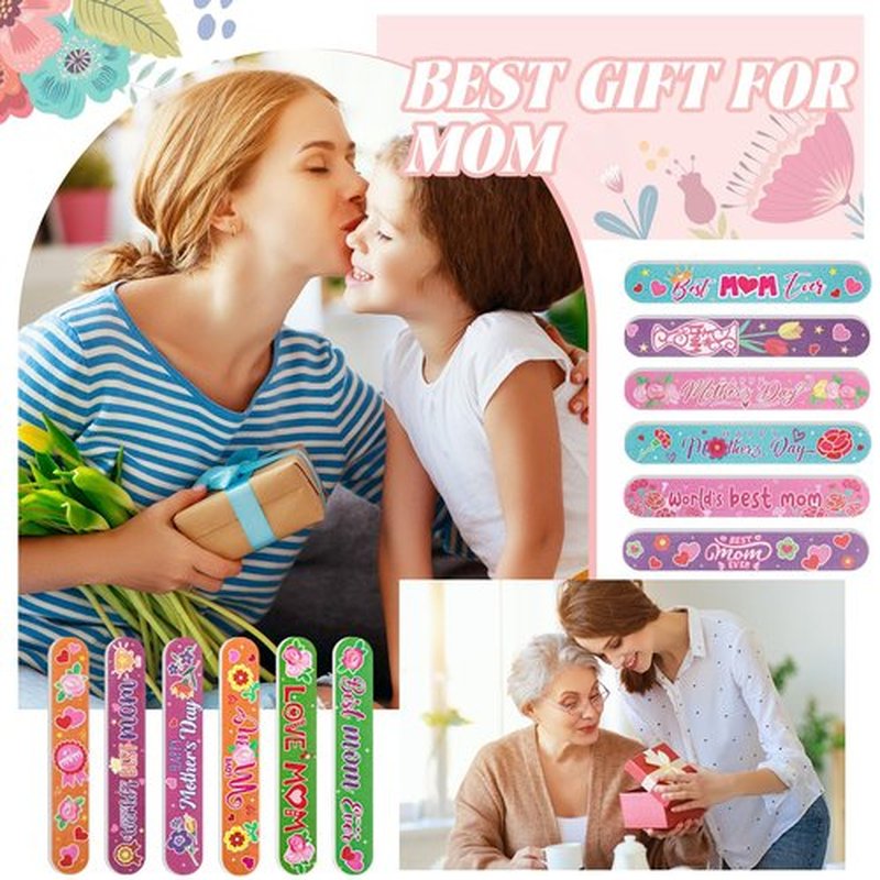 Gisafai 48 Pcs Mother's Day Gift Mom Emery Board Mother's Day Double Sided Nail File Manicure Tools for Party Supplies 12 Styles