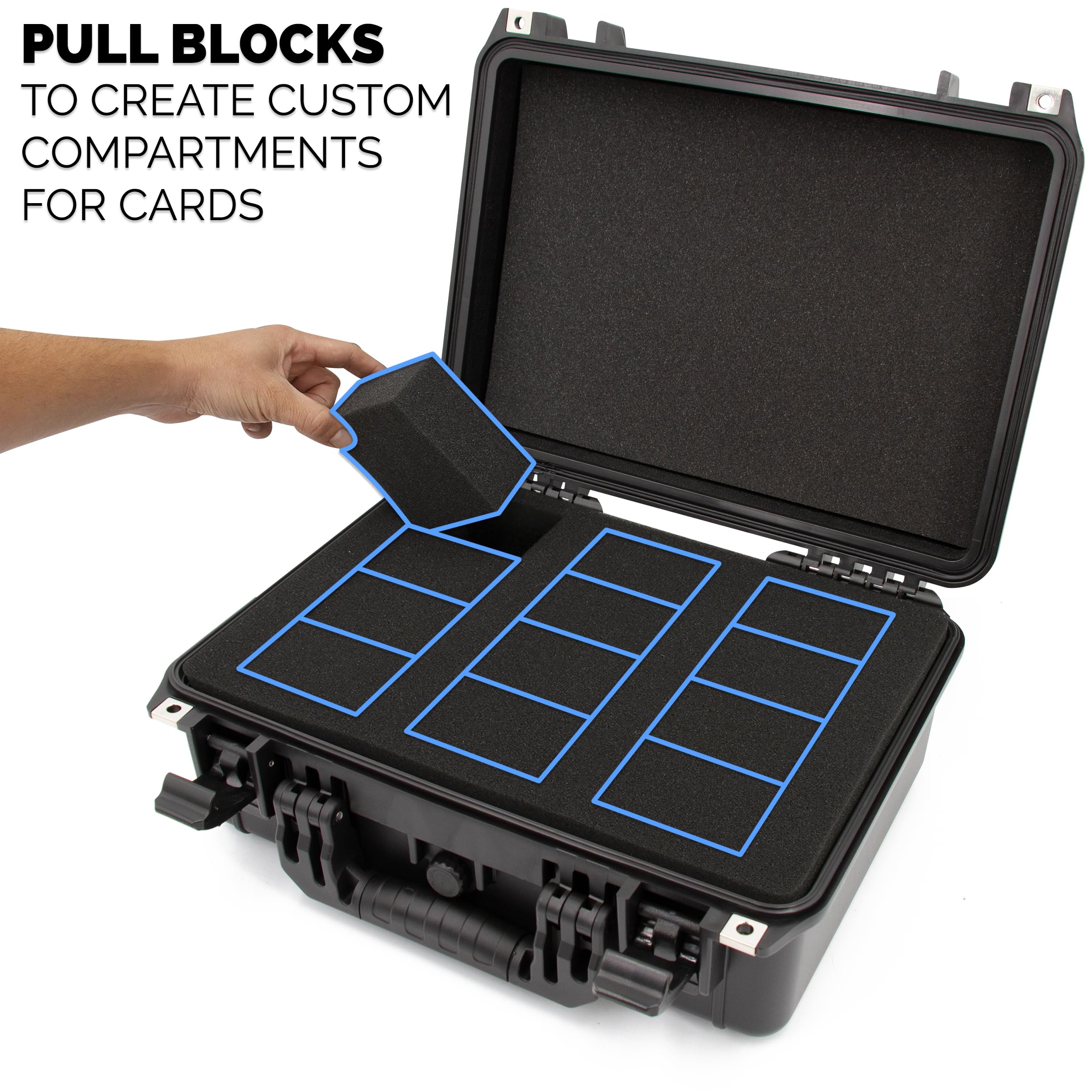 CASEMATIX Waterproof Graded Card Storage Box for 100 PSA, BGS, CSG Sports Cards – IPX7 Protective Holder Case Fits PSA Slabs and Toploaders With Dividers – Durable Collectible Card Case