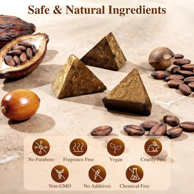 ÉCLAT NATUREL African Black Soap, 100% Pure & Natural, With Raw Shea Butter, Palm Kernel Oil and Cocoa Pods Ash for Dry & Oily Skin Care, Supports Acne & Eczema Treatment, 1 LB (16 oz)