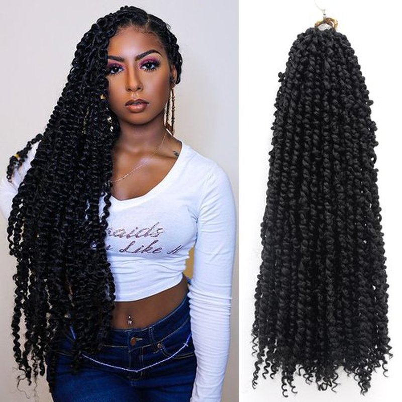 Passion Twist Hair - 24 Inch Passion Twist Crochet Hair For Women 8 Packs Crochet Pretwisted Curly Hair Passion Twists Synthetic Braiding Hair Extensions (24inch (pack of 8), 1B)