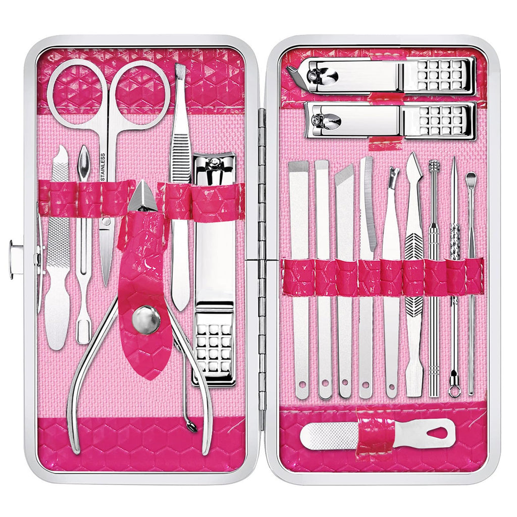 Nail Clippers Set Fingernail and Toenail Clipper Cutters, 18Pcs Manicure Pedicure Kit Professional Grooming Kits, Nail Care Tools with Travel Case Gifts for Men Women Parent