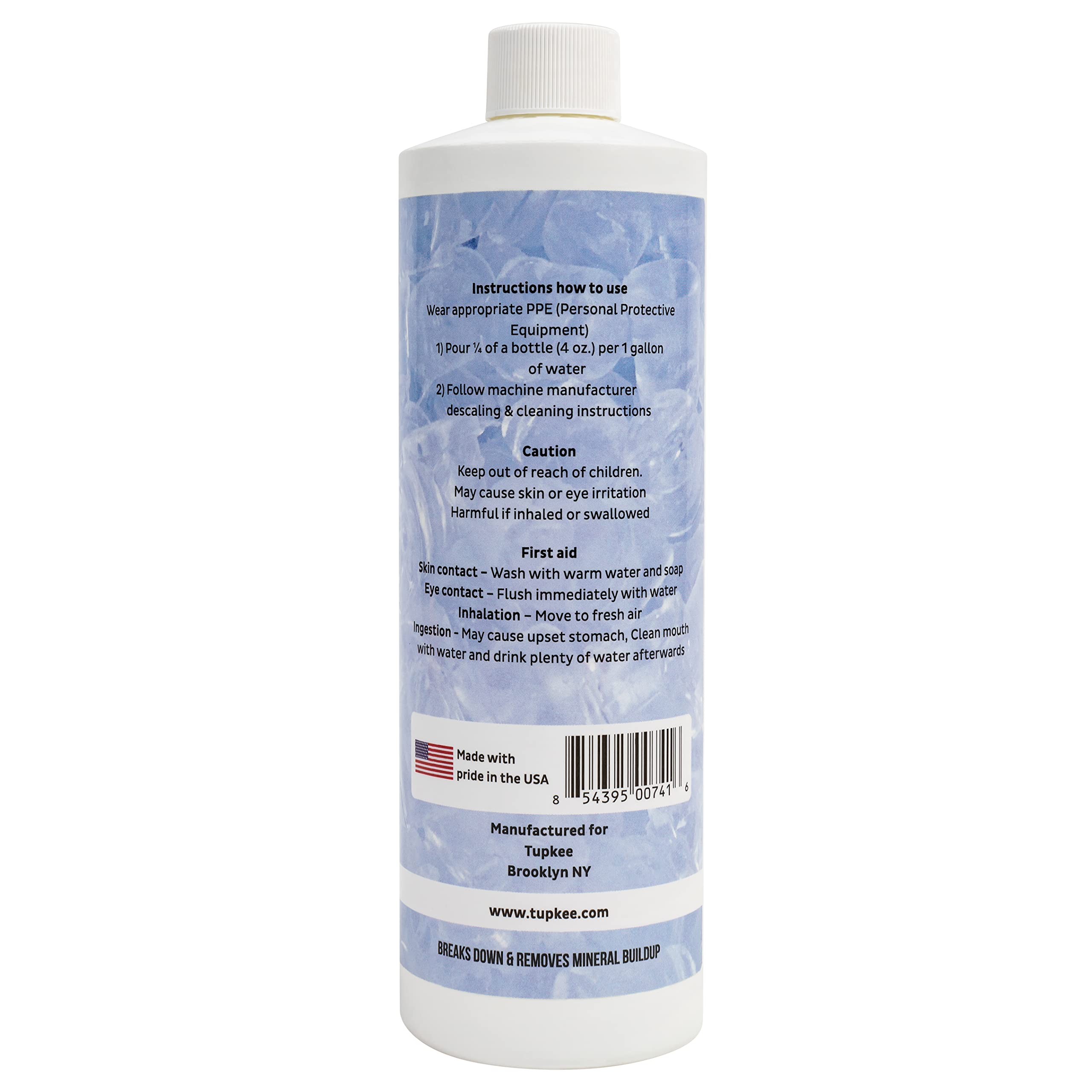 Tupkee Ice Machine Cleaner and Descaler - 16 fl oz, Nickel Safe Ice Maker Cleaner - Compatible with All Major Brands (Scotsman, KitchenAid, Affresh) - Made in USA
