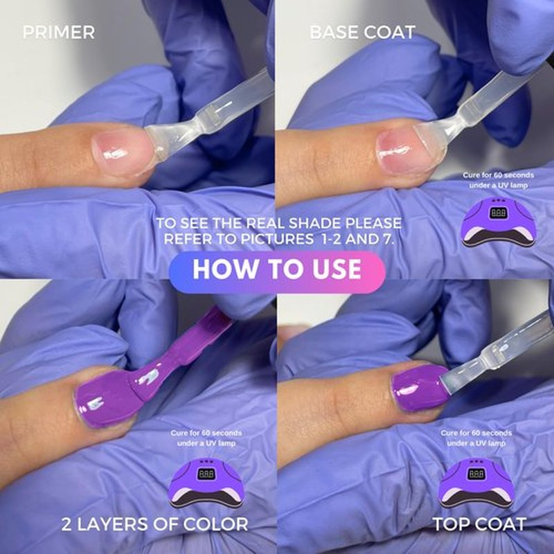 noorb beauty Dark Purple gel nail polish. 90% color coverage from the first layer. Hypoallergenic and Odorless UV lamp gel polish made with natural pigments.