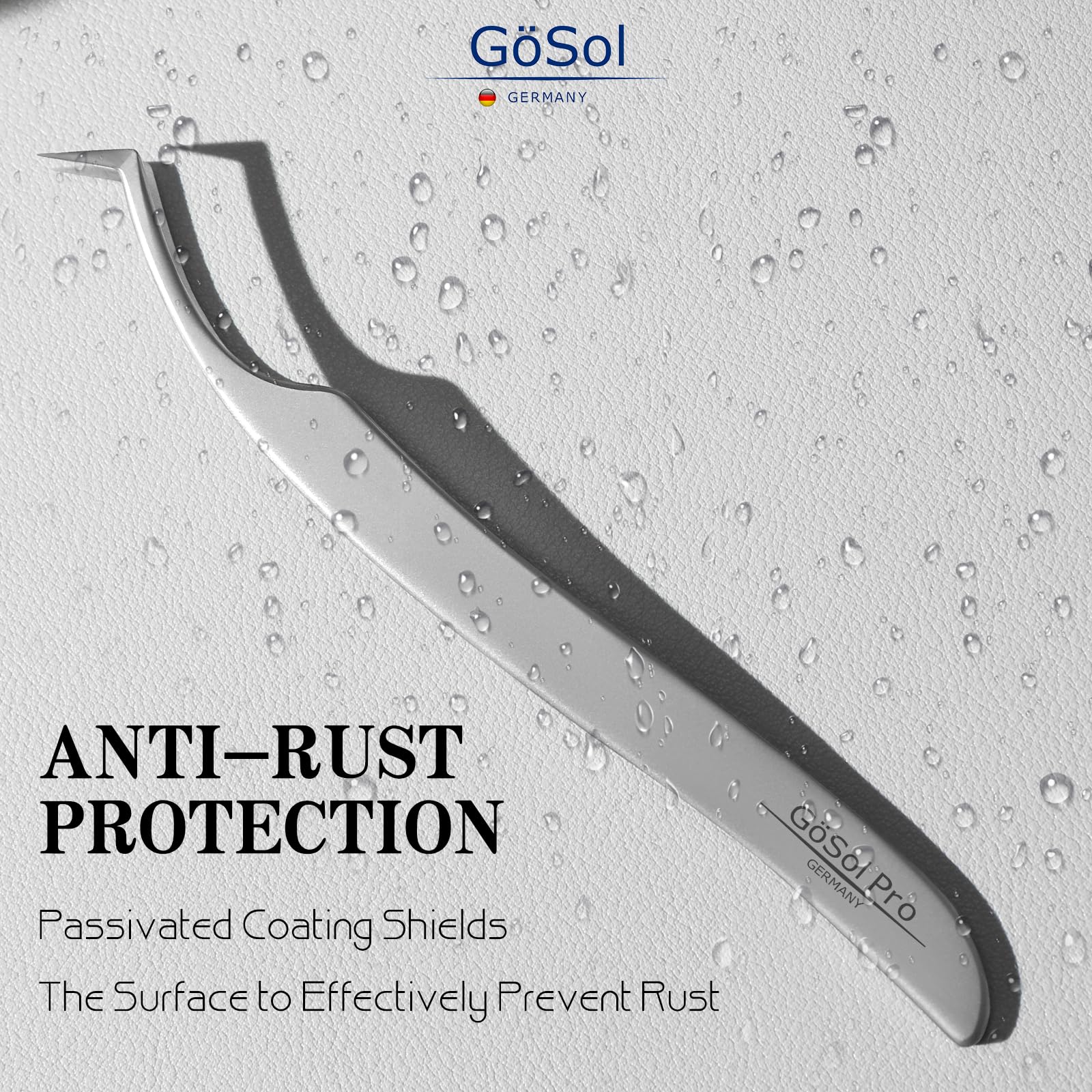 GöSol Pro Lash Tweezers for Eyelash Extensions, Professional Expert Eyelash L-shape Tweezers for High Precision Pick/Fan/Wiggle/Apply; 420 Stainless Steel Lash Tweezer for Volume & Classic Lashes