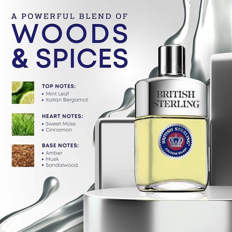 British Sterling By Dana Cologne Splash - Invigorating Fragrance for Men | 3.8 Ounces