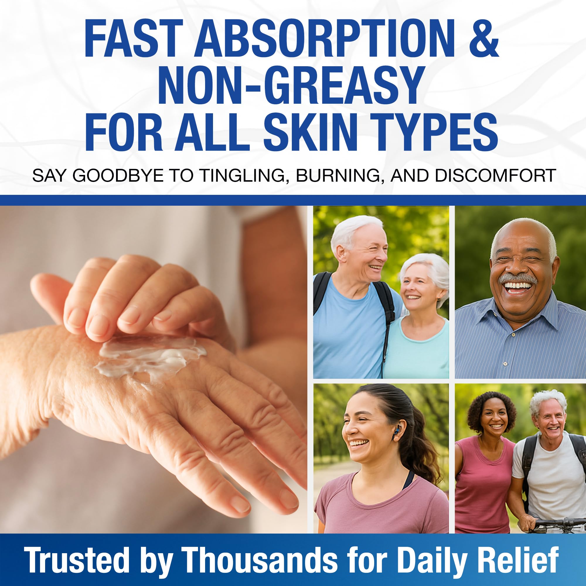 Neuropathy Nerve Relief Cream – Extra Large 8 oz – Maximum Strength for Feet Hands Legs Toes Back – Natural Ingredients Arnica Aloe Vera MSM Vitamins – Fast-Acting Soothing Relief – Super Value 8 oz