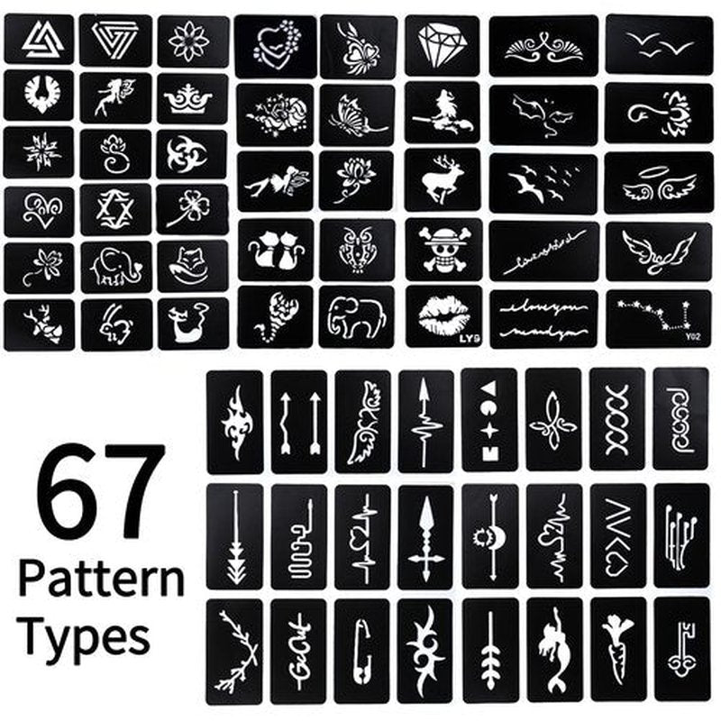 Ponhey Temporary Tattoo Markers for Skin, 24 Body Markers+67 Large Tattoo Stencils,Dual-End Tattoo Pens,Fine Lines with Cosmetic-Grade,Flexible, Skin-Safe Face Paint Kit for Kids Teenage Adults