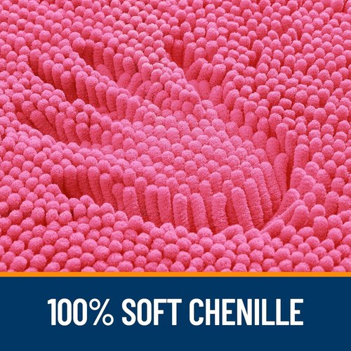 OLANLY U-Shaped Toilet Rug - Extra Soft Chenille Bath Mat, Quick-Dry & Non-Slip | 24x20, Hot Pink