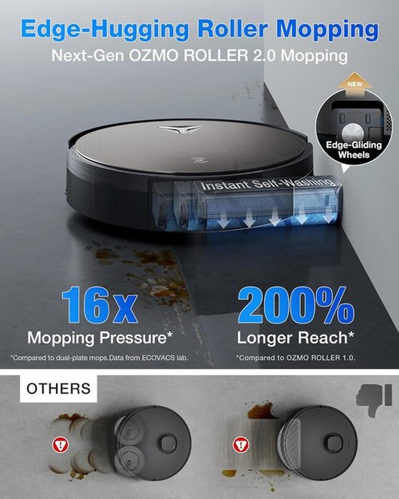 ECOVACS DEEBOT X11 PRO Robot Vacuum & Mop - 19,500Pa Suction, Self-Cleaning Roller, Auto-Lift for Carpets & Spills