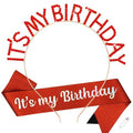 BAHABY It's My Birthday Princess Sash Set - Red Headband, Tiara & Accessories for Women Girls Happy Party