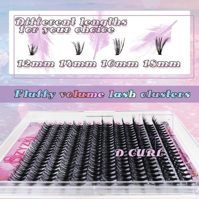 SZYZKJ Lash Clusters 3D Multilayered DIY Cluster Eyelash Extensions 144pcs D Curl 12-18mm Mix Individual Lashes Cluster (D Natural 12-18mm-D)