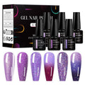 MEET ACROSS Gel Nail Polish Set 6 Pcs Glitter Colors Gel Nail Kit Art Design Soak Off UV LED (SET-12, 6pcs)