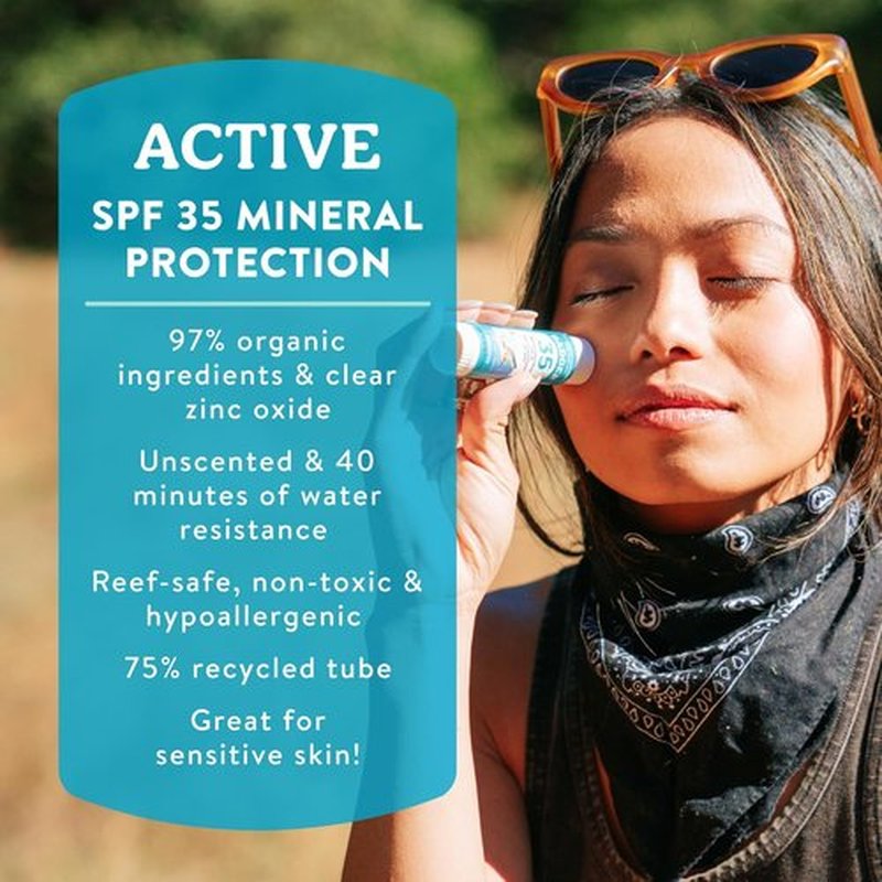 Badger Mineral Sunscreen Face Stick SPF 35 - 97% Organic Unscented Zinc Oxide | Coral Reef Safe, 0.65 oz