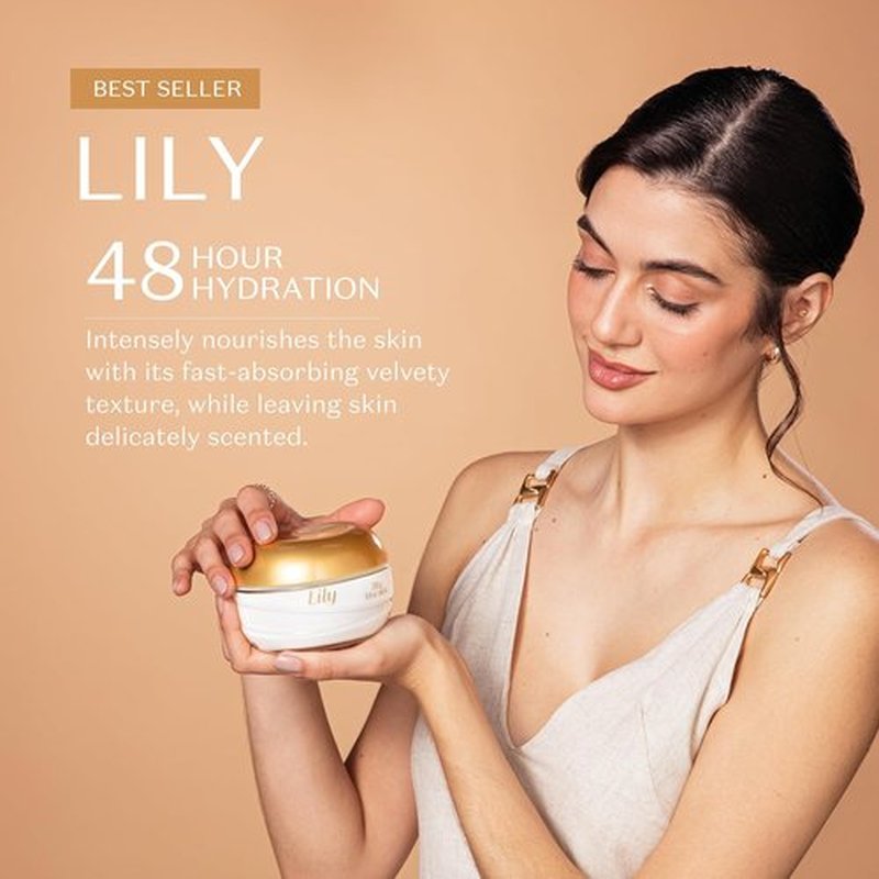 Lily Satin Body Cream - 24-Hour Hydrating Fragrance for Dry Skin | 8.8 Ounce