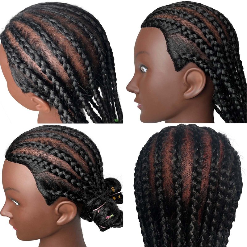 ZOMOI 16" Mannequin Head 100% Human Hair Hairdresser Training Braiding Styling Manikin Cosmetology Makeup Manican Doll Display Practice with Stand(Black 16inch A)