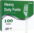 Zcaukya Disposable Plastic Forks - Heavy Duty Clear Utensils for Parties & Catering | 100 Count Set
