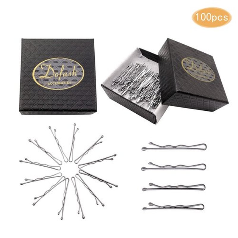 Dofash 3.5CM/1.38IN Mini Bobby Pins for Thin Hair in Box Tiny Hair Pins Decorative Hair Accessories for Women Gray Fine Hair 100 Count