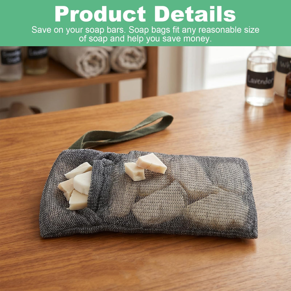 2PCS Bar Soap Pouch, Exfoliating Bath Sponge, Soap Bags, Body Scrubber Shower Sponge Loofah, Lathering Wash Bag for Body Washing, Deep Exfoliating, Travel with Quick-Dry Mesh