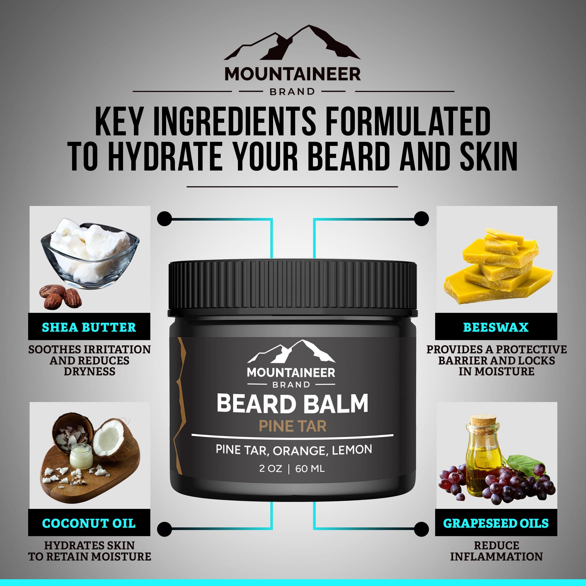 Mountaineer Brand Natural Beard Balm with Pine Tar Scent | Scents Inspired by Nature | Beard Butter for Men | Leave in Condidtioner | Hydrates, Softens and Tames | Made in West Virginia | 2oz