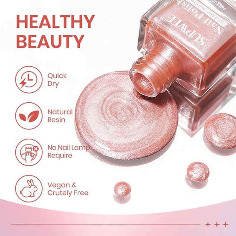 SUPWEE Cat Eye Nail Polish Non Gel, Magnetic Quick Dry Nail Polish Set Shimmer Glitter Nude Pink Natural Color Air Drying Fast Fingernail Lacquer High Glossy Manicure DIY Salon Gift for Women Girl