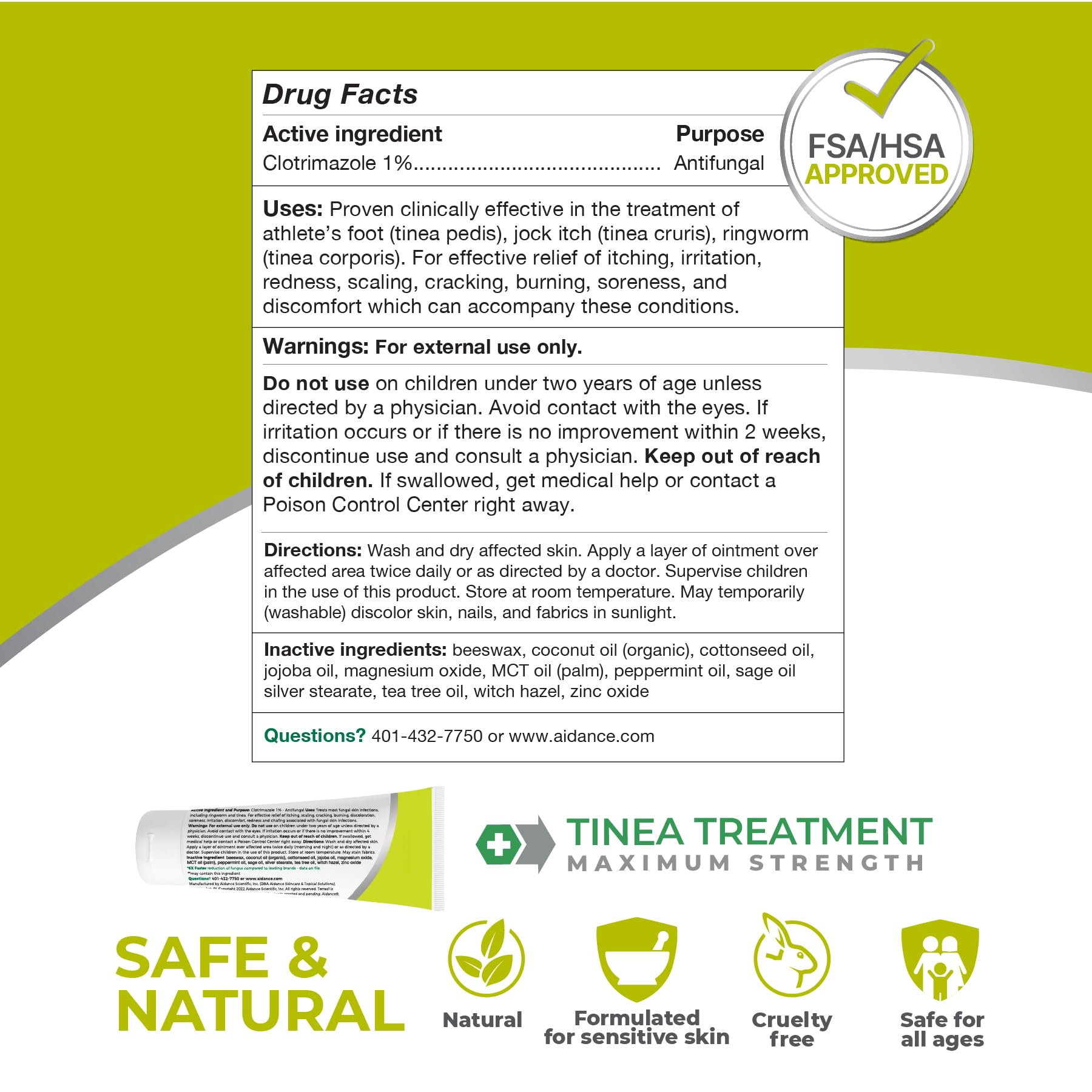 terrasil Tinea Versicolor Treatment Cream Max Strength, Antifungal Tinea Cream, Clinically Proven 1% Clotrimazole, Treats Most Ringworm & Fungal Infections, Soothing Relief of Itchy Dry Skin (.5oz)