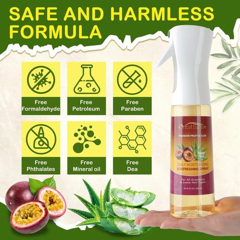 Orientfashion Moisturizing Refreshing Spray for Locs, Passion Fruit Hair Scalp Moisturizer Castor Oil - Natural Loc Care and Maintenance (10.00 Fl Oz, Passion Fruit)