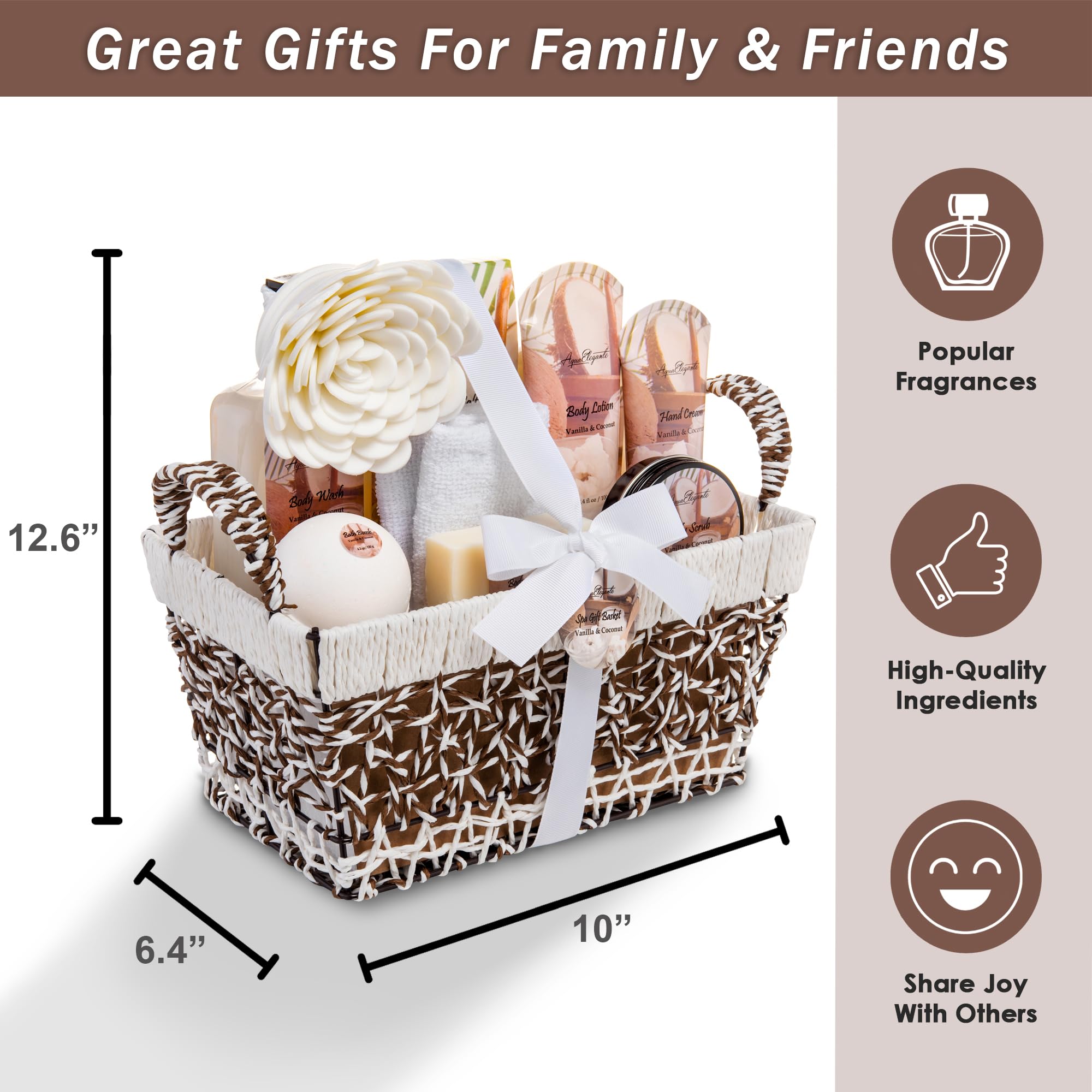Bath Baskets For Women - Deluxe Bath Spa Kit Includes Body Wash, Bubble Bath, Lotion, Bath Salts, Body Scrub, Body Spray, Shower Puff, Bathbombs, Soap and Towel