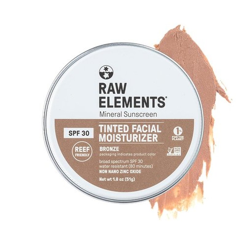 Raw Element Ultra-Moisturizing Tinted Face Cream - SPF 30 Mineral Sunscreen, Bronze, 1.8 oz | Reef Friendly