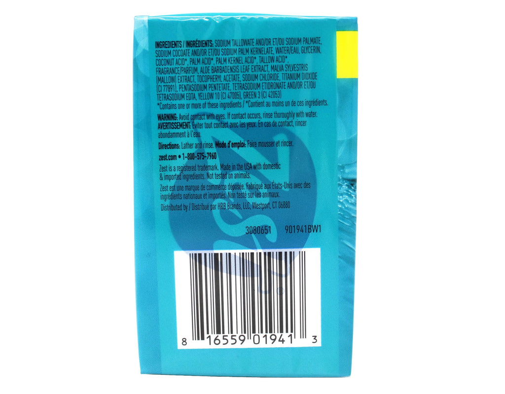 Zest Refreshing Aqua Deodorant Bar Soap with Vitamin E, Rinses Germs Away, 2 ct, 4.12 oz Each (Pack of 3)