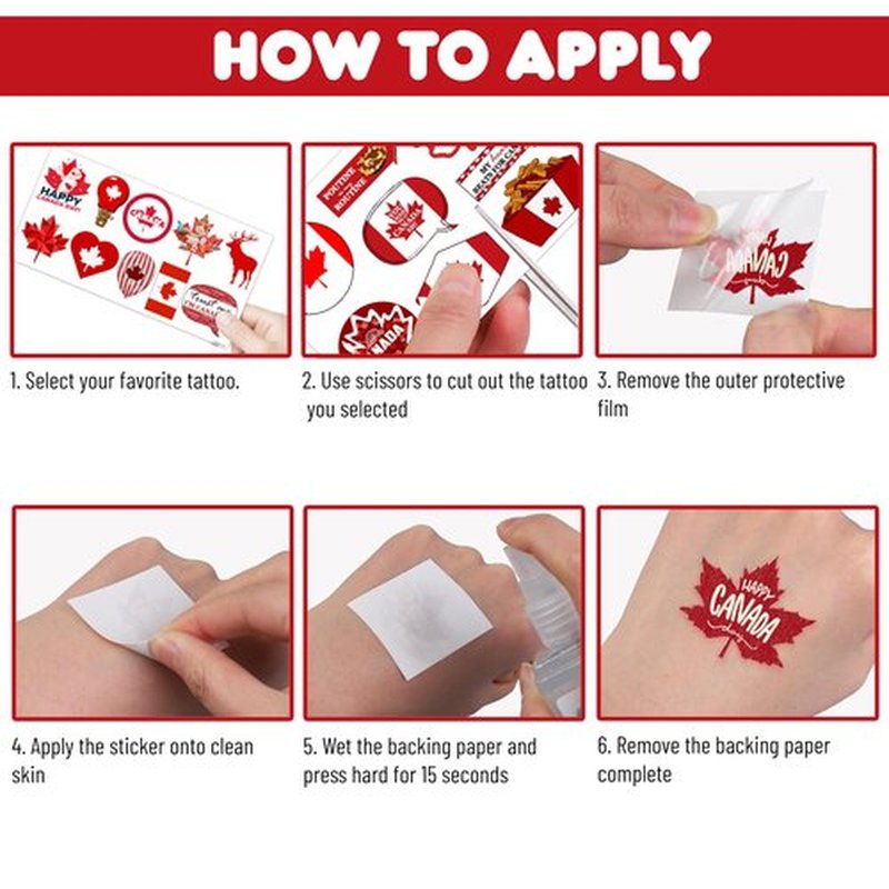 Canada Temporary Tattoos Happy Canada Day Party Decorations Favors Supplies Themed Cute Stickers 10 Sheets 100 PCS Gifts for Baby Girls Boys Class School Carnival