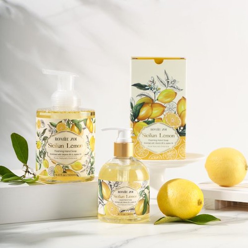 ROMIIE ZOI Foaming Hand Soap with Gift Box- Sicilian Lemon - Formula Moisture & Revitalize - 500ml/ 16.8oz